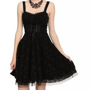 NWT Nightmare Before Christmas Dress Flocked Dress Black Corset Jack Skellington